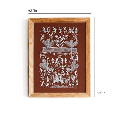 warli painting-culture of tribal festival (brown)