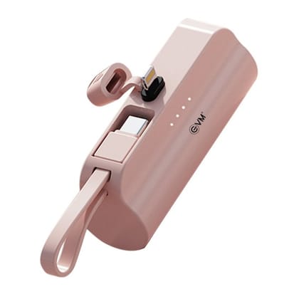 EVM EnLite L 5000mAh Power Bank Type-C and Lightning Cable- Pink