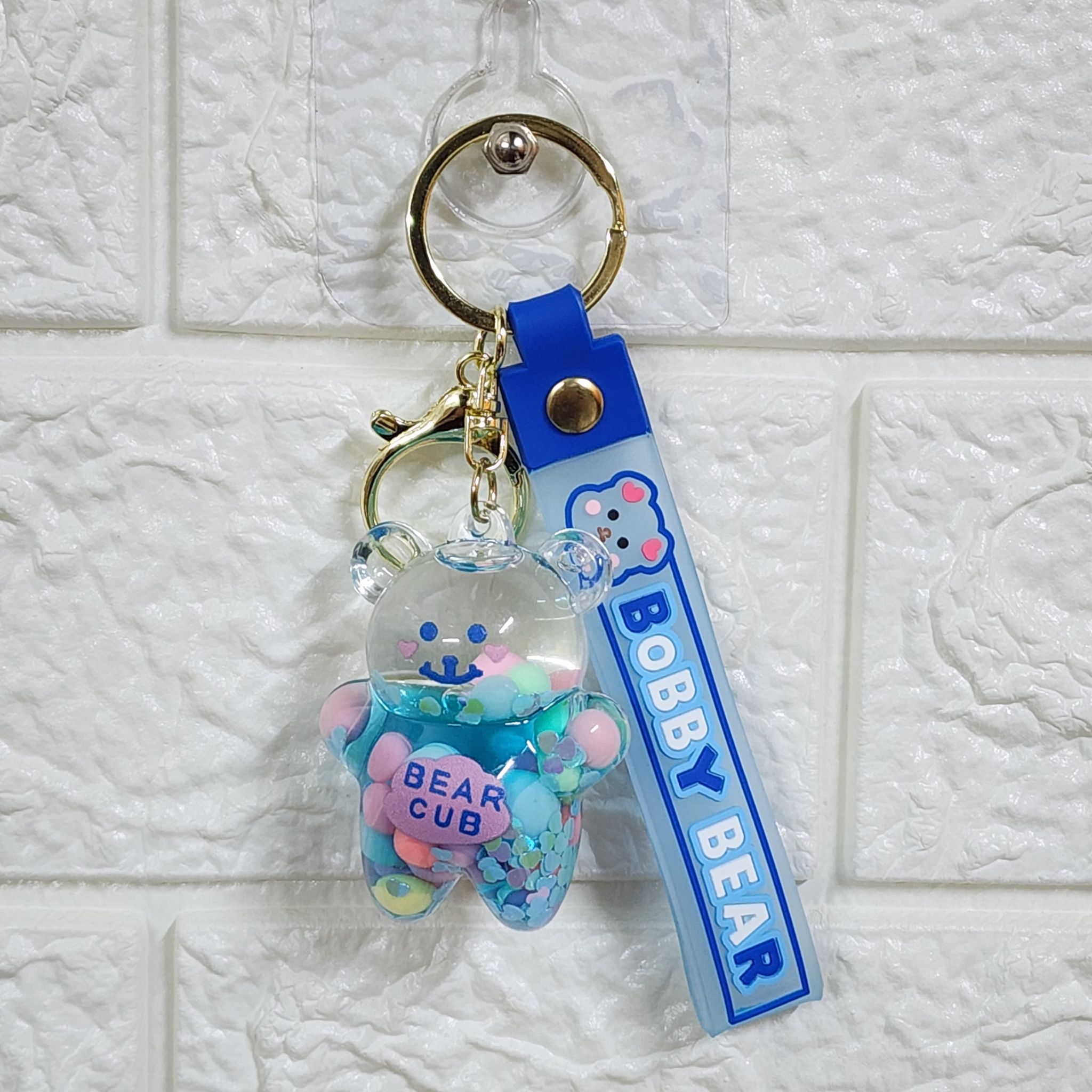 Kawaii Bear Cub Water Keychain - Single Piece-Blue