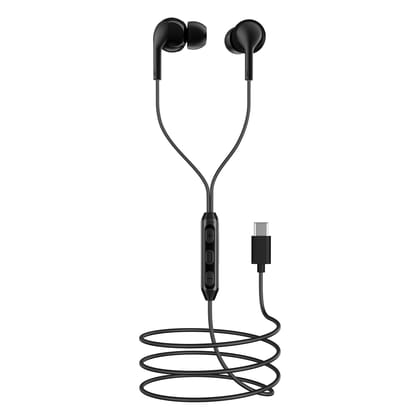 boAt Bassheads 100 C Wired Earphones with Type-C Jack, in-Line Microphone, in Ear, Integrated Controls & Multi-Os Compatibility(Black)