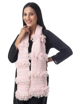 Graceful Blush Pink Frilled Scarf/55 inches L X 7 inches W