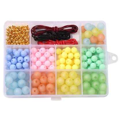 10 Pcs, Opaque Acrylic Beads Day Bracelets Making Kits-MultiColor