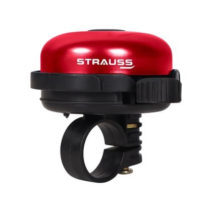 Strauss Ultra-Loud Bicycle Bell, Lightweight, Anti-Rust, Easy Flip Mechanism, Durable, Red. Cycling Accessories.-Strauss Ultra-Loud Bicycle Bell | Lightweight, Anti-Rust, Easy Flip Mechanism | Du