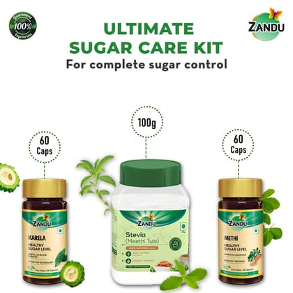 Ultimate Sugar Care Kit for Blood Sugar and Glucose Management-Ultimate Sugar Care Kit for Blood Sugar and Glucose Management - 60 Caps | 60 Caps | 100g