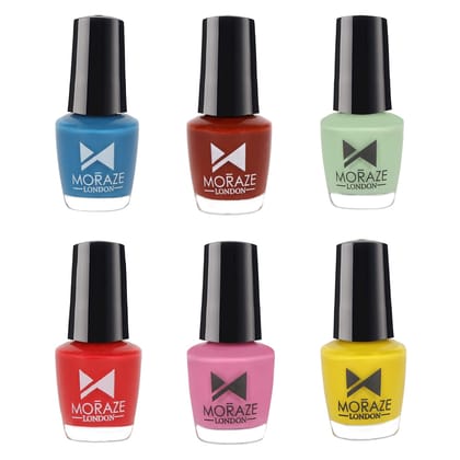 Mini Nail Paints - Pack Of 6-JELL LAGOON CORAL SHALALA MOON PHOENIX