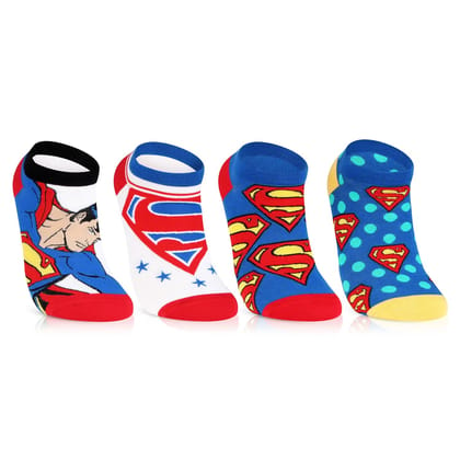 Superman Secret-Length Unisex Cotton Socks - Pack Of 4