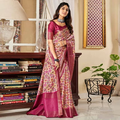 Blissful Rani Printed Satin Saree