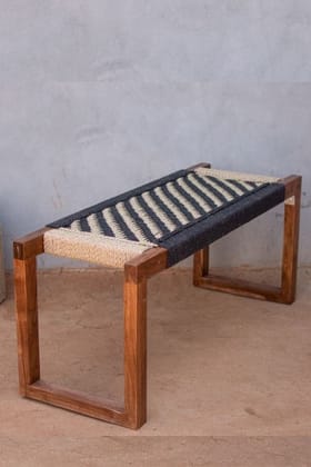 Sirohi Sadabahar Cotton Wooden Bench-Detachable Modern Legs