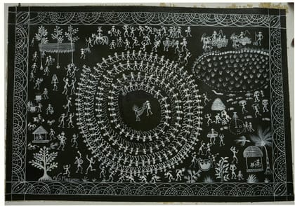 Warli Painting on Canvas Design 4