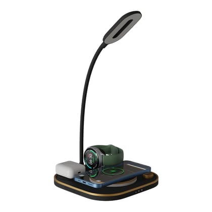 5-in-1 Wireless Mobile Charger with Lamp and Warm Ring Light, Black X3