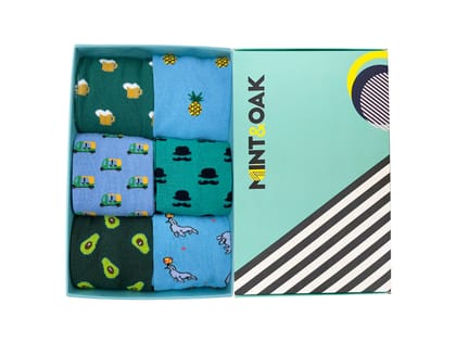 Giftbox of 6 - Playful Pattern Socks For Men