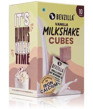 Bevzilla 10 Milkshake Cubes Vanilla Cream Instant Milkshake Pack with Organic Date Palm Jaggery, Drop Stir & Enjoy