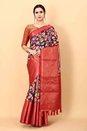 Yavira silk Women's Multi Printed Silk Blend Saree