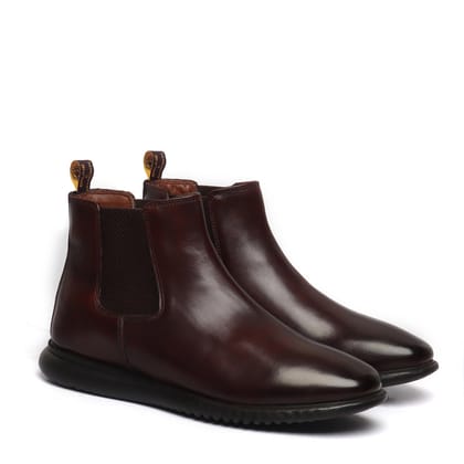 Light Weight Dark Brown Leather Chelsea Boot By Brune & Bareskin-40/6