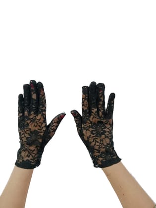 Black Hand Lace Gloves Dance Costume Accessory for Girls-2-4 yrs