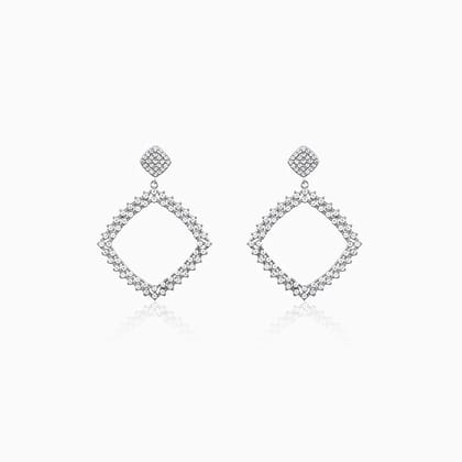 Silver Geometry Drop Earrings