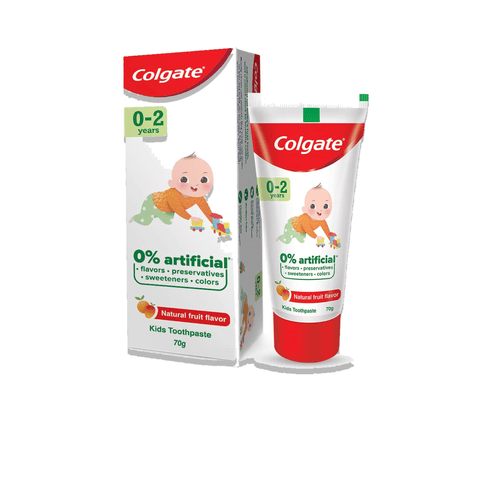 Colgate Kid'S Toothpaste - 0-2 Years, Natural Fruit Flavour, Fluoride Free, 0% Artificial, 70 gm Tube