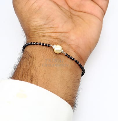 925 sterling silver customized black beads Nazariya bracelet, protect from evil eyes, Best girl's bracelet stylish jewelry india sbr451-5