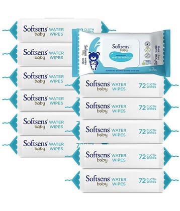 Softsens Baby 99.9% Pure Water Wipes | Pure Aloe Vera Extract Wipes For Babies (Pack of 12)