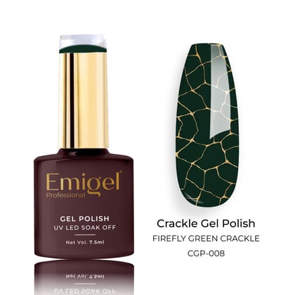 Emigel - Crackle Polish - 008 - FIREFLY GREEN CRACKLE