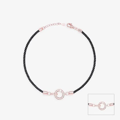 Interlocking Circular Stone Anklet-Rosegold