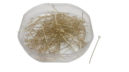 Tarnish Resistant 304-Stainless Steel Eye Pins 40x0.6mm Gold Color (5 grams, 45 Pins Approx) For Jewellery Making-5 Grams, 45 Pieces