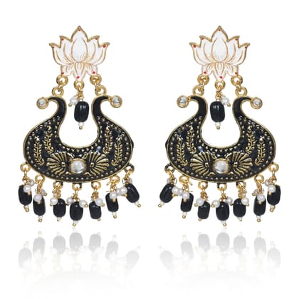 Handmade Ethnic Designer Black Floral Jhumka for Women & Girls Jhumki Earring