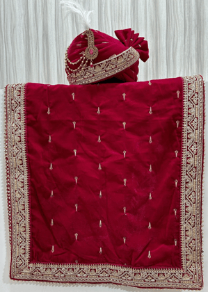 RANI MICROVELVET ZARI EMB  SAFA DUPATTA SET ( HANDTIED PATTERN)