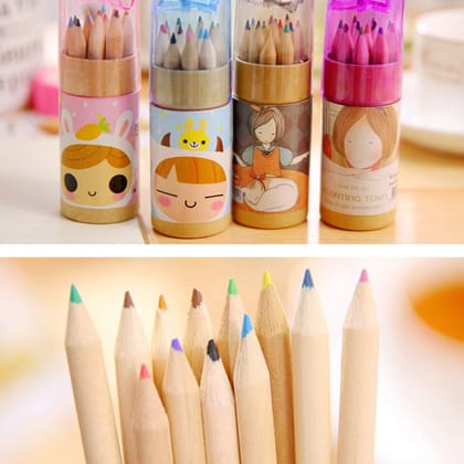 7957 12 Colouring Pencils Kids Set, Pencils Sharpener, Mini Drawing Colored Pencils with Sharpener, Kawaii Manual Pencil Cutter, Coloring Pencil Accessory School Supplies for Kid Artists Writing 