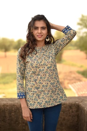 JAIPUR HANDBLOCK PRINT New collection of cotton hand printed short kurti 44