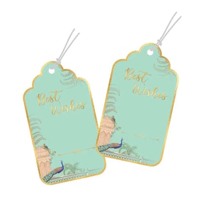 Luxe Personalised Gift Tags - Peacock Garden Green-25 gift tags