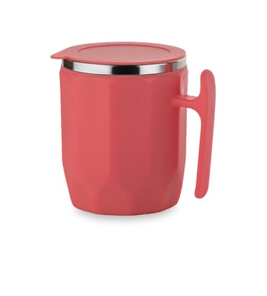 Dimazo Diamond Shape Cup |Stainless Steel & Plastic Mug with Handle |Use Kids, Women, Men |Multicolor