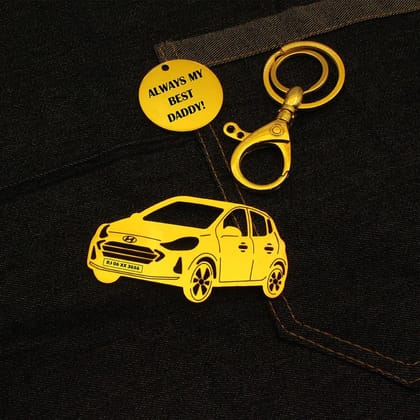 Hyundai i10 Nios Keychain-Side View / Gold