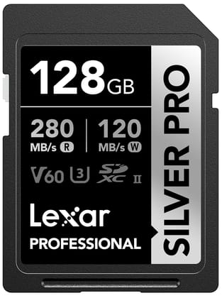 Lexar Professional 128GB Silver Pro SDXC UHS-II Memory Card C10, U3, V60 Upto 280MB-s Read SD Card