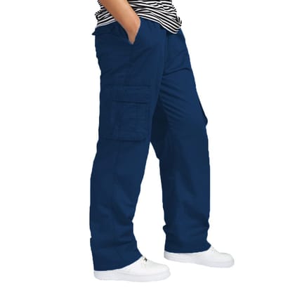 Romano nx Cotton Cargo Track Pant for Men- Lower with Multi-Pockets & Side Zipper Pockets-28 Waist (in Inches)