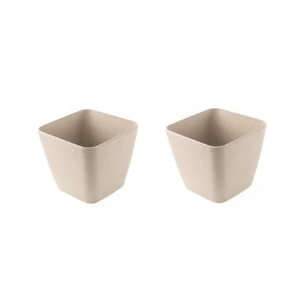 Rice Husk and Bamboo Fiber Sakura Pot and Planter - 7"- Set of 2-SOFT BEIGE