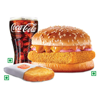 Veg Makhani Burst Burger+Coke+Masala Hashbrown.