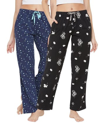 Clovia Cotton Pajamas - Multi Color Pack of 2 - S