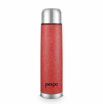 Pexpo 24 Hrs Hot & Cold, 1000 ML Stainless Steel Insulated ISI Certified Flask with Jute Bag, Red, Set of 1, Flamingo | Leak-Proof | Eco-Friendly | Office | Home | Kitchen | Travelling | Hiking Flask