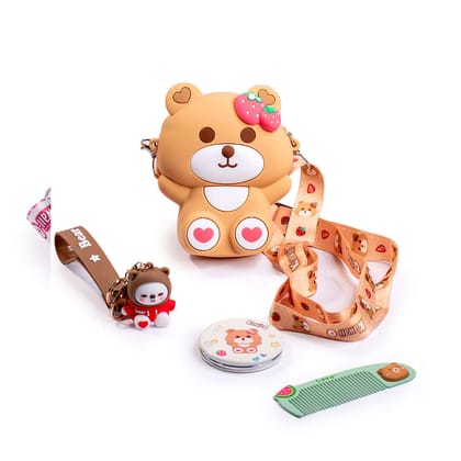 Cute Teddy Sling Bag Combo Set