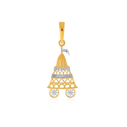 Senco Gold 18K Yellow Gold Divine Rath Diamond Pendant (Gold Weight - 1.1 g / 0.05 carat / HI-SI)