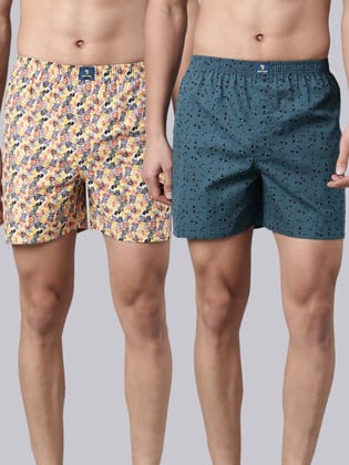 2 Pack Printed Cotton Boxers-M