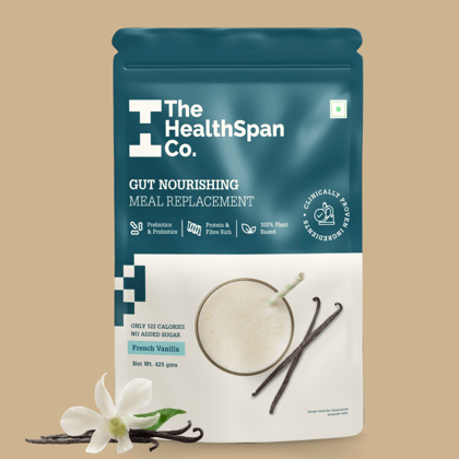 Gut Healthy Meal Replacement For Weight Loss | Lactose & Gluten Free | 425gm (12 serves)-French Vanilla / Pack of 1