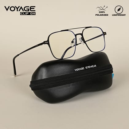 Voyage Black Wayfarer Metal Clip-On Polarized Sunglasses for Men & Women (7009PMG4656-C1)