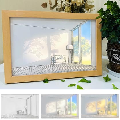 Tusmad Sunset Lighting Painting Decoration,The Art of Led Glowing Photo Frame,Three-Color Luminous Lighting Acrylic Desktop Art,Large Size Light Up Painting Creative LED Night Light Decor