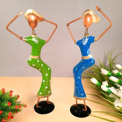 Showpiece Set - Dancing Girl Figurines | Decorative Showpieces - for Home, Bedroom, Living Room, Office Desk & Table | Gifts For Wedding, Housewarming - 15 Inch (Set of 2)