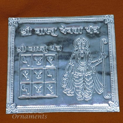 925 sterling silver handmade Shree Vastu Yantra, best for your home,Silver vastu yantram puja article from india su885