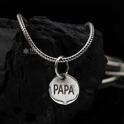 Unique father/PAPA 925 sterling silver small pendant, Wonderful Pendant for father lover unisex gifting round shiny pendants nsp665-Only Pendant