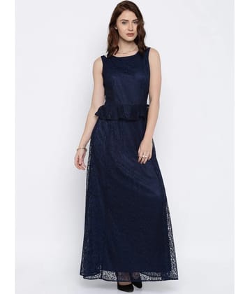 Rare Polyester Navy A- line Dress - Single - M