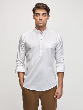 Twill Slub Cotton Kurta-M/38 / White